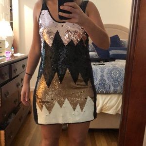 Tibi chevron sequin dress